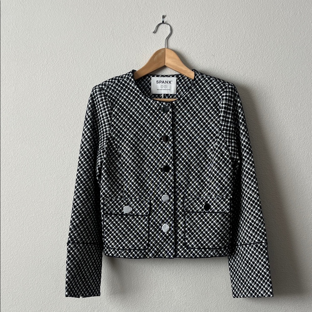 SPANX Women's Checkered Black and White Ponte Jacket Blazer Size S